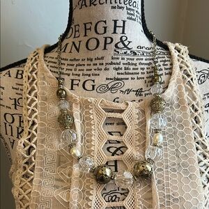 Elegant Gold and Clear Beaded Necklace